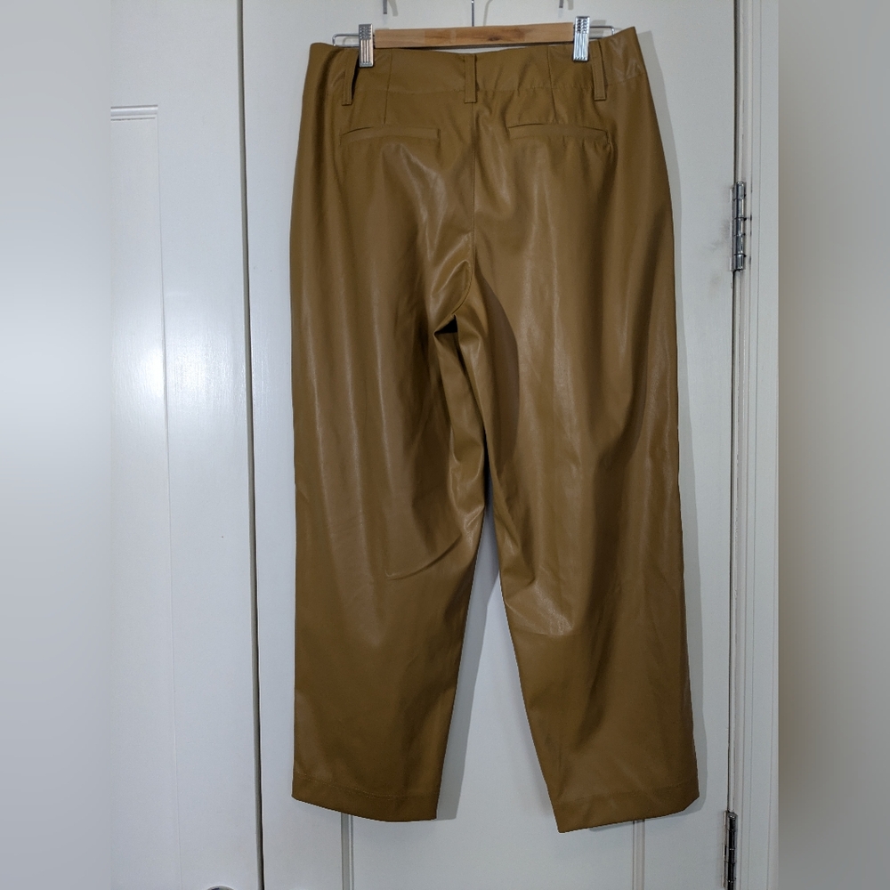 NWT Faux Leather Pants Beige Sz 12 - Picture 8 of 10